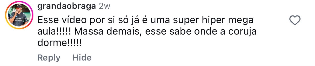 grandaobraga, no Instagram: “Esse vídeo por si só já é uma super hiper mega aula! Massa demais, esse sabe onde a coruja dorme!”